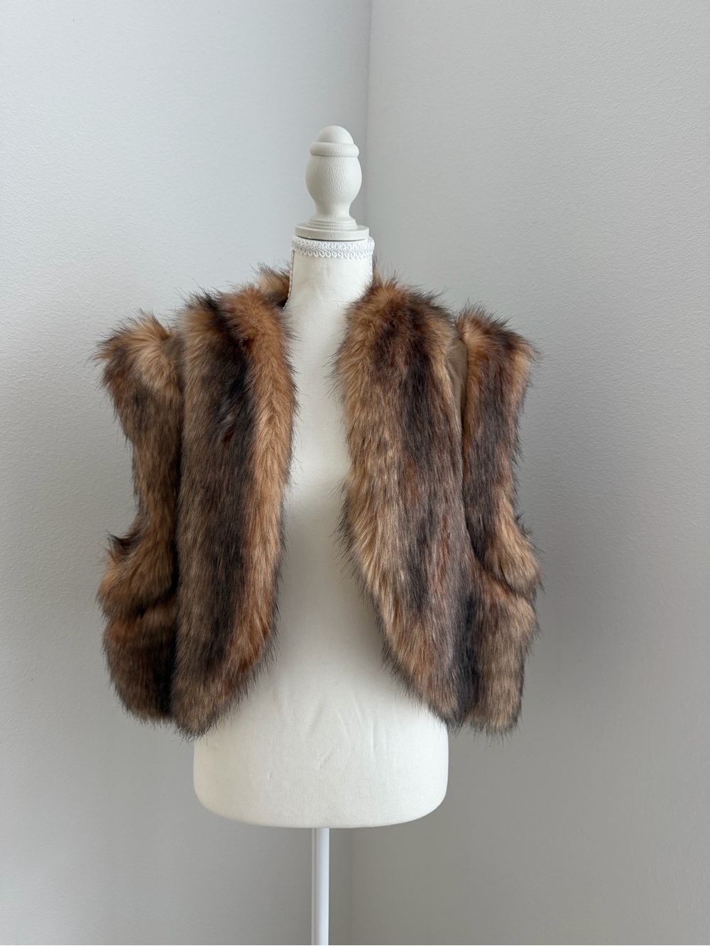 INC International Concepts Faux Fur Vest - Brown Multi Tones